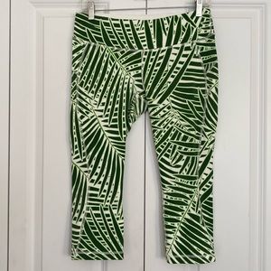 New Balance/ j crew Green and White Palm-Print Capris